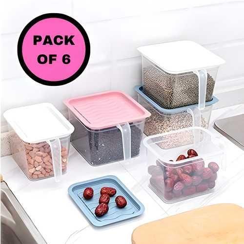 Pack of 6 plastic fruit and vegetable storage containers