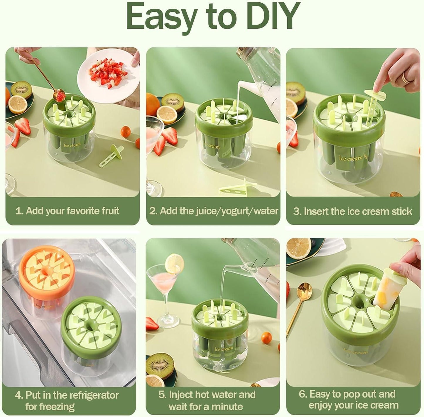 8-Piece Reusable DIY Ice Pop Molds