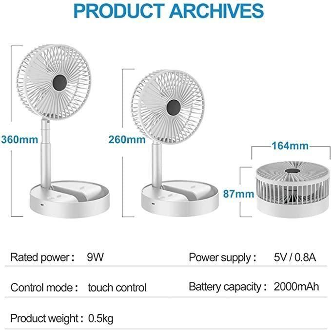 Rechargeable Table Fan USB - Portable AC DC Wall Fan