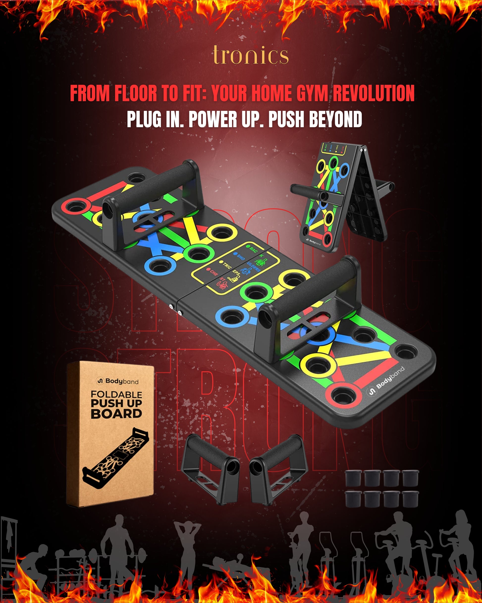 Home gym push up trainer with color guide system